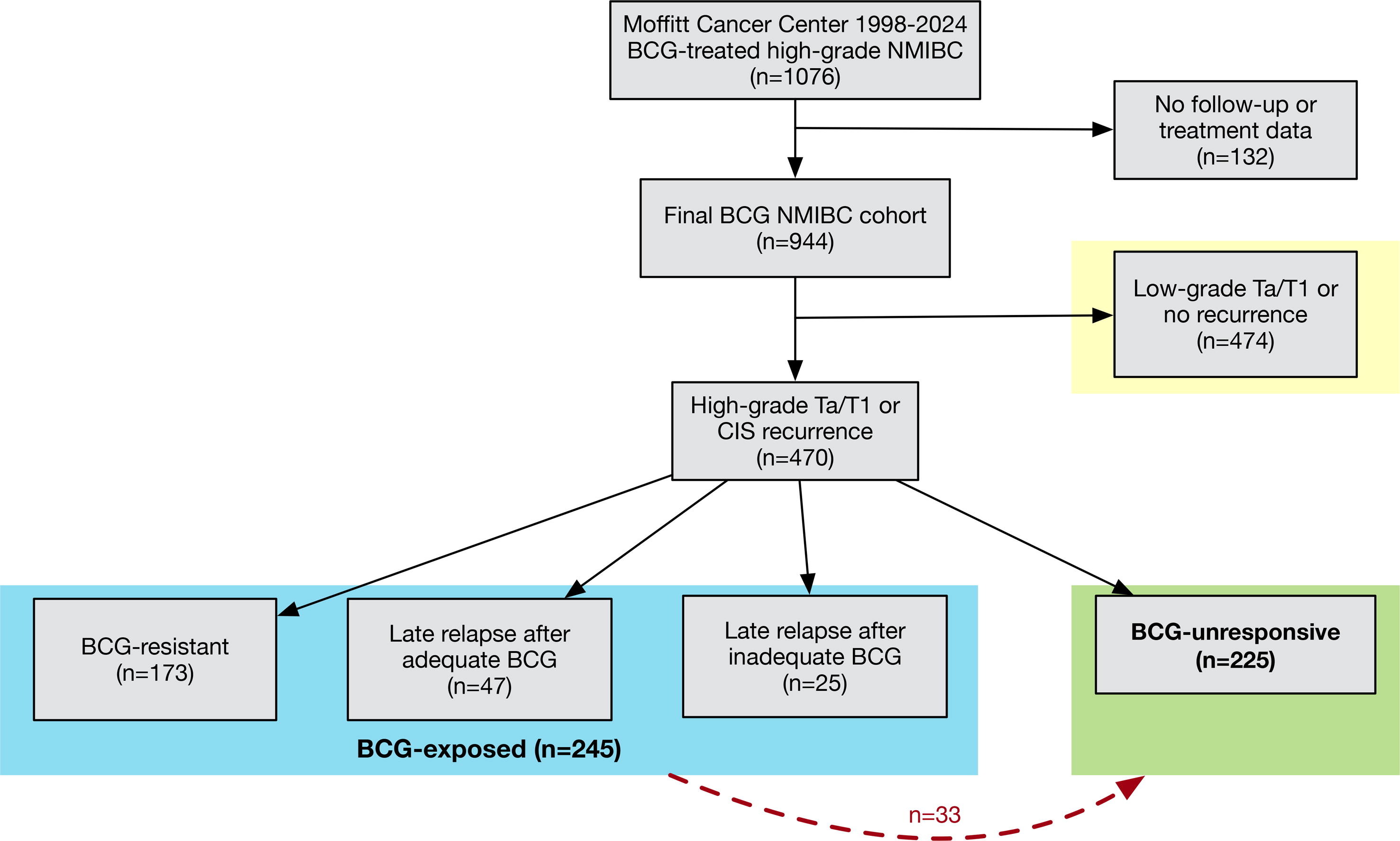 BCG治疗后NMIBC队列的筛选及BCG-exposed与BCG-unresponsive分组